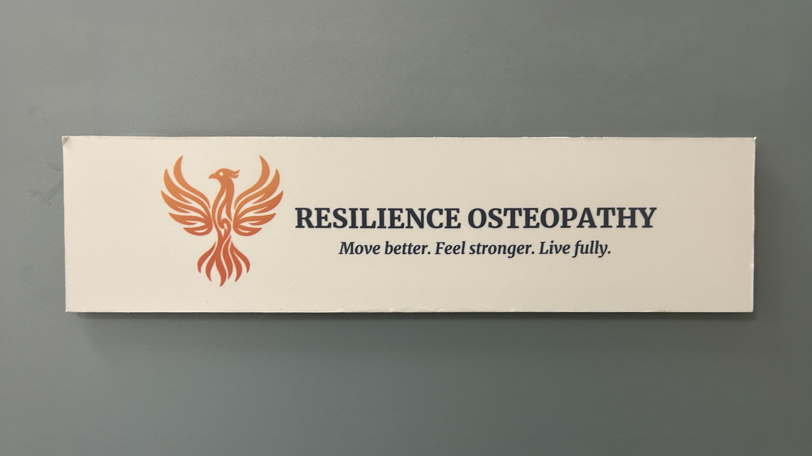 Resilience Osteopathy clinic sign in Orpington